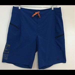 5.11 5.11 Tactical Board Shorts Swim Trunks Men's 36 Logo Zip Up Pockets Blue